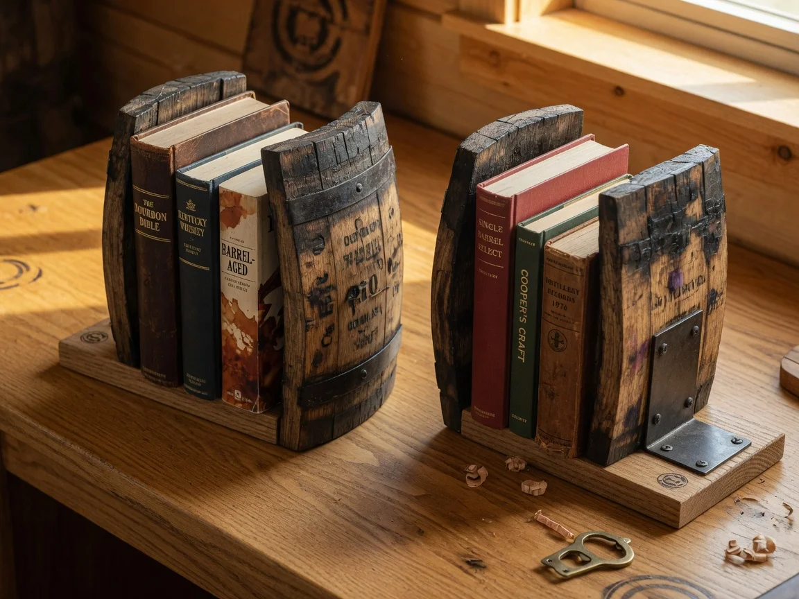 Bourbon Barrel Bookends — Wood at Bourbon Ridge